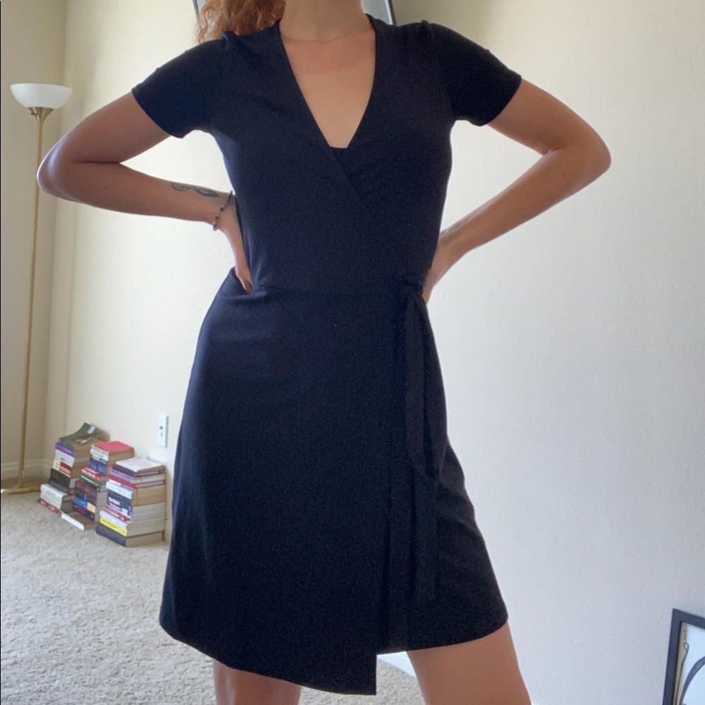 Lulu’s Nordstrom Black Mini Summer Wrap Dress Small
